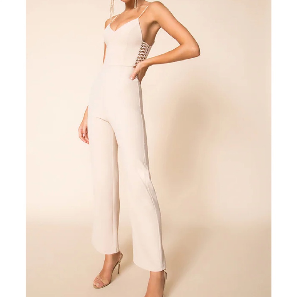 SUPERDOWN Jaylene Strappy Side Jumpsuit in nude (S)